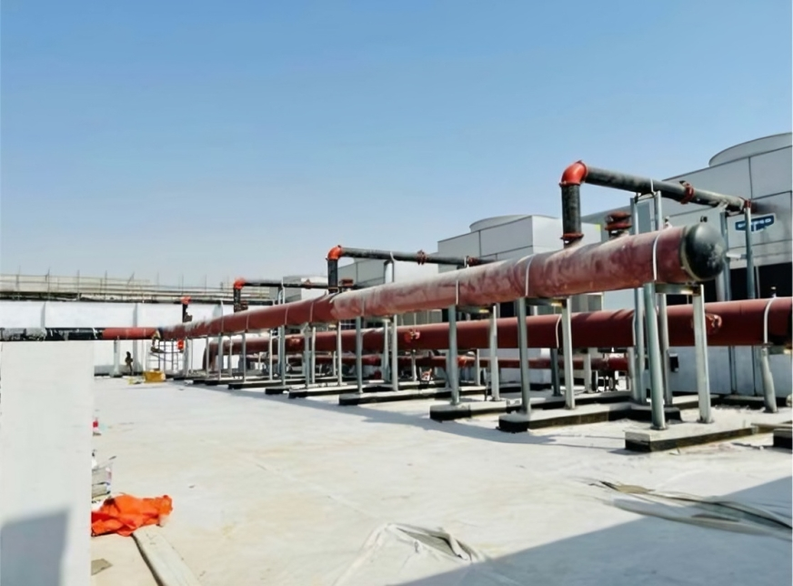Collect and Installation of CHW system Inside Pump room and Chiller Yard.